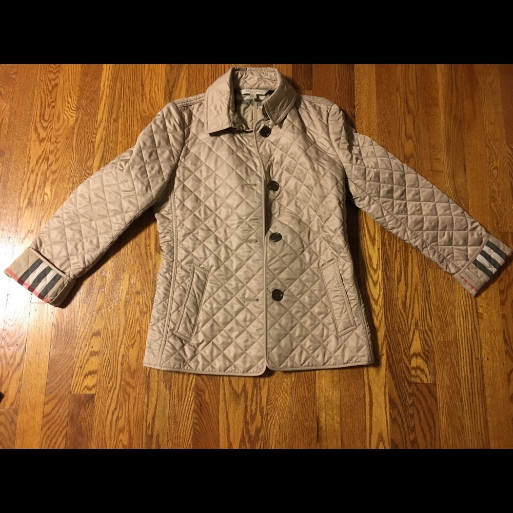 Burberry Adhurst Quilted Jacket Size M In Beige